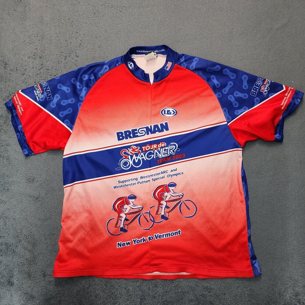 Louis Garneau Men's Cycling Jersey Red 2003 Tour De Wagner Size 2XL
